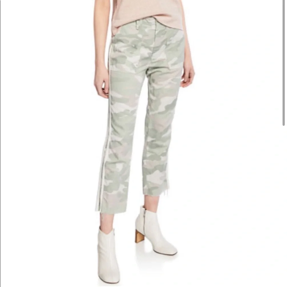 MOTHER THE SHAKER CHOP CROP FRAY Linen Blend Desert Print Camo Jeans Pan… - Picture 11 of 16